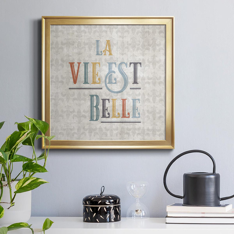La Vie - Reproduction d'art textuel sur toile encadrée, Or, H 30,5 po x l 30,5 po x P 1,5 po