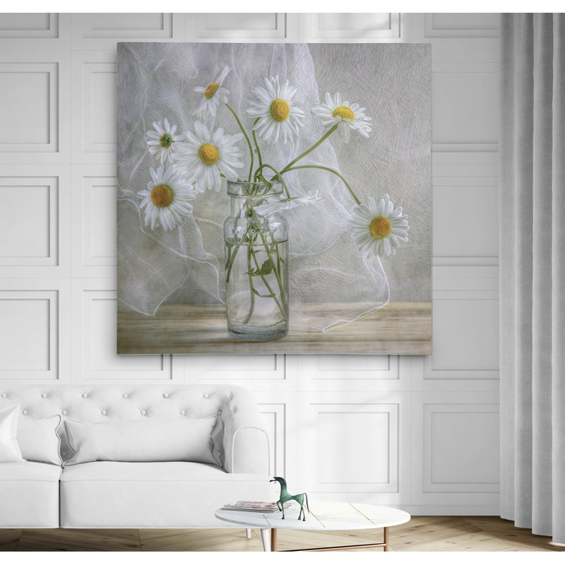 Marguerites - reproduction de photo, H 32 po x l 32 po, Toile tendue, Sans cadre
