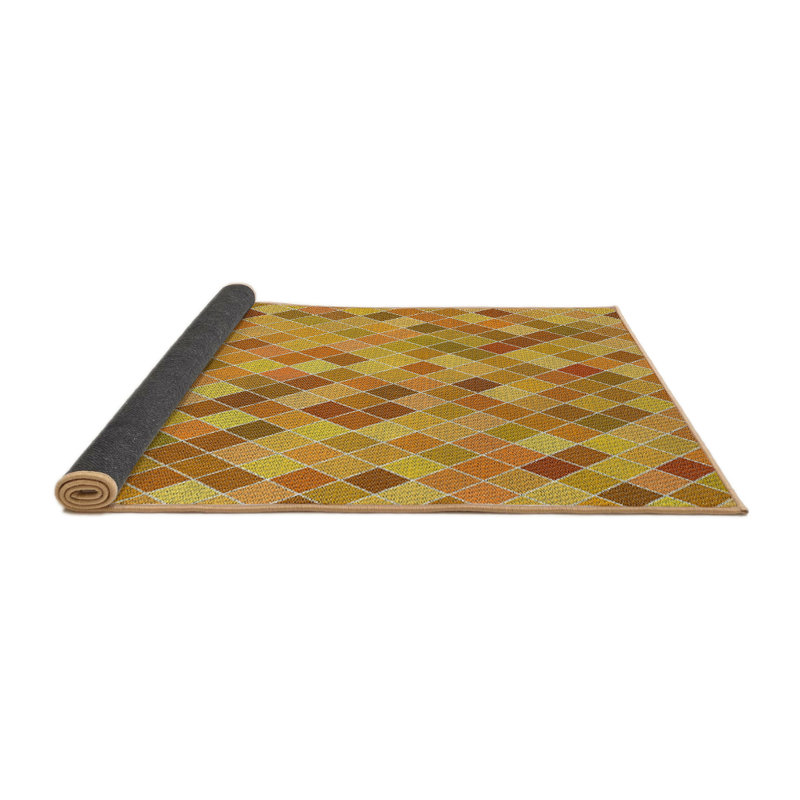 Tapis de zone doré/orange à motifs, Rond 5 pi