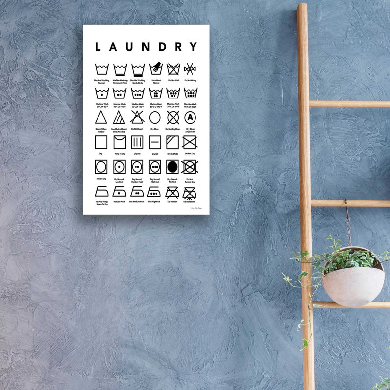 «Laundry Symbols» par Seven Trees Design, art mural en verre acrylique, H 24 po x l 16 po x P 0,2 po