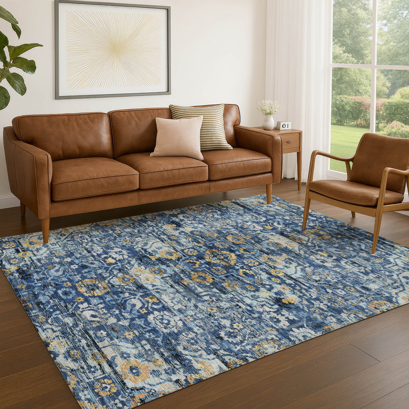 Tapis lavable à la machine intérieur / extérieur ACN2782 Global Chantille, Marine, 3 pi x 5 pi