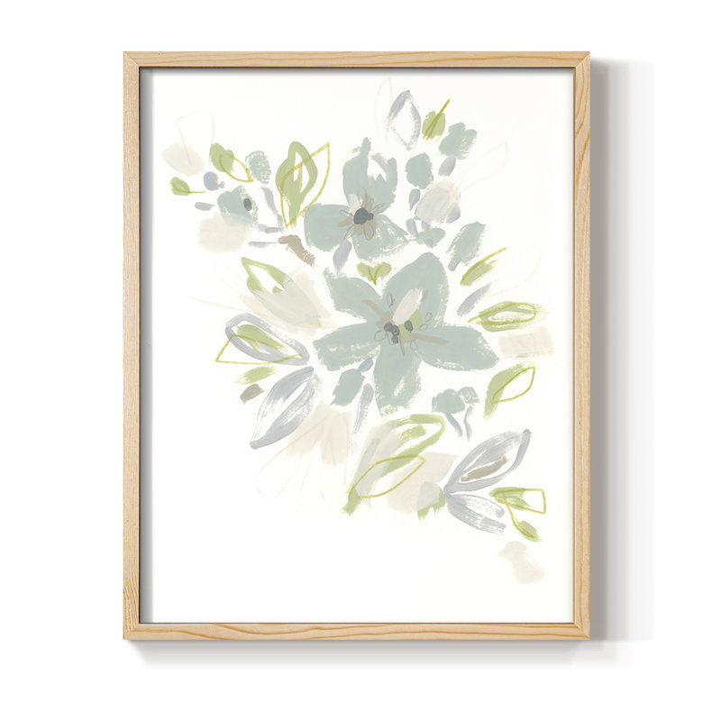 Seafoam Petals IV Framed Print - Solid Wood, Natural, 21" H x 17" W