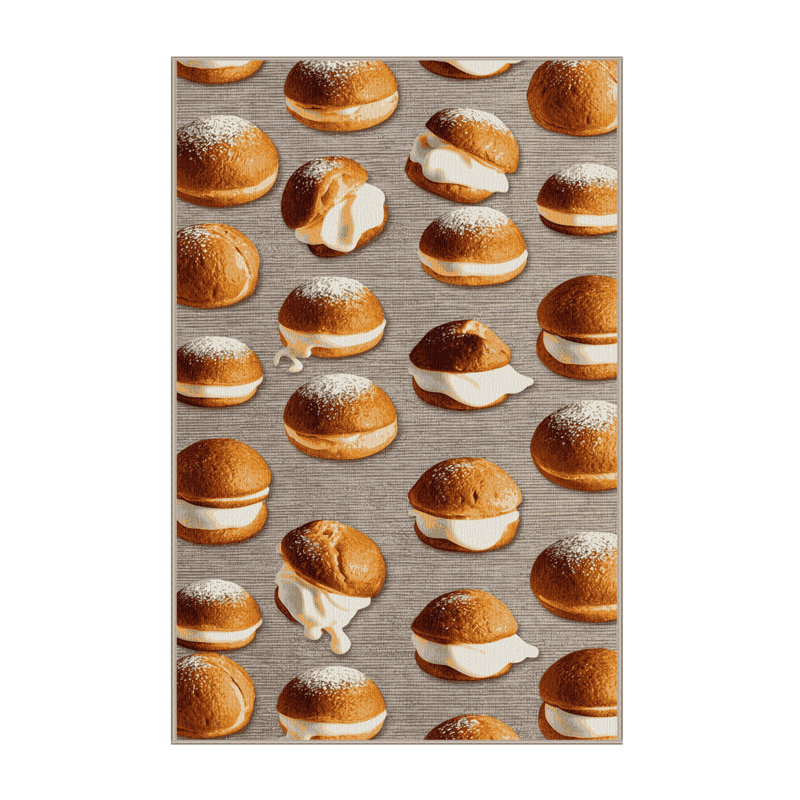 Tapis lavable à motif de desserts Profiteroles, Rectangulaire 2 pi x 3 pi