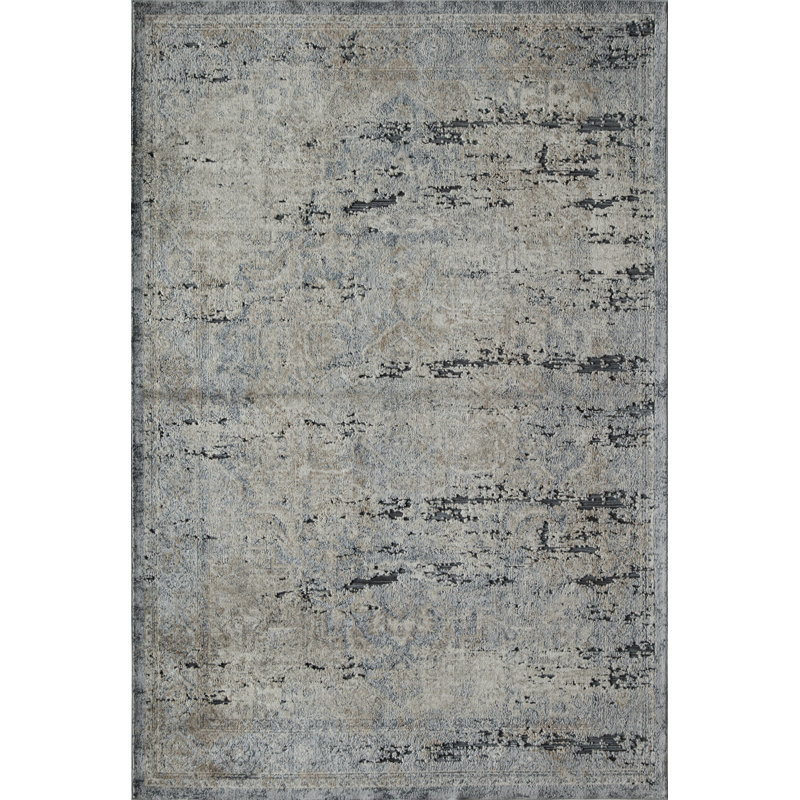 Anthony Abstract Blue Navy Area Rug, 2' x 4'