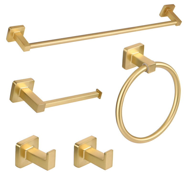 Ensemble d'accessoires de quincaillerie de salle de bain 5 pièces Brusehd Gold, 5 pièces, 23,6 po
