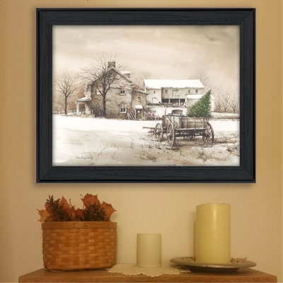 Art mural encadré «Bringing Home the Tree» par Trendy Decor 4U, impression encadrée de décoration intérieure moderne pour le salon, la chambre à coucher et la maison de campagne par John Rossini