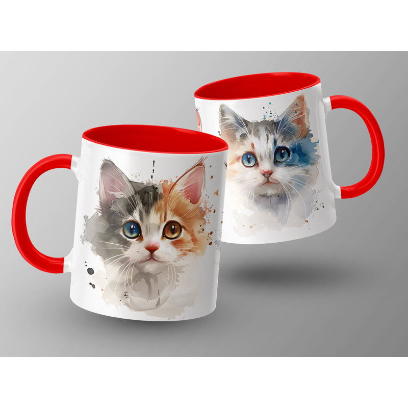 Ceramic Coffee Mug, Red, 3