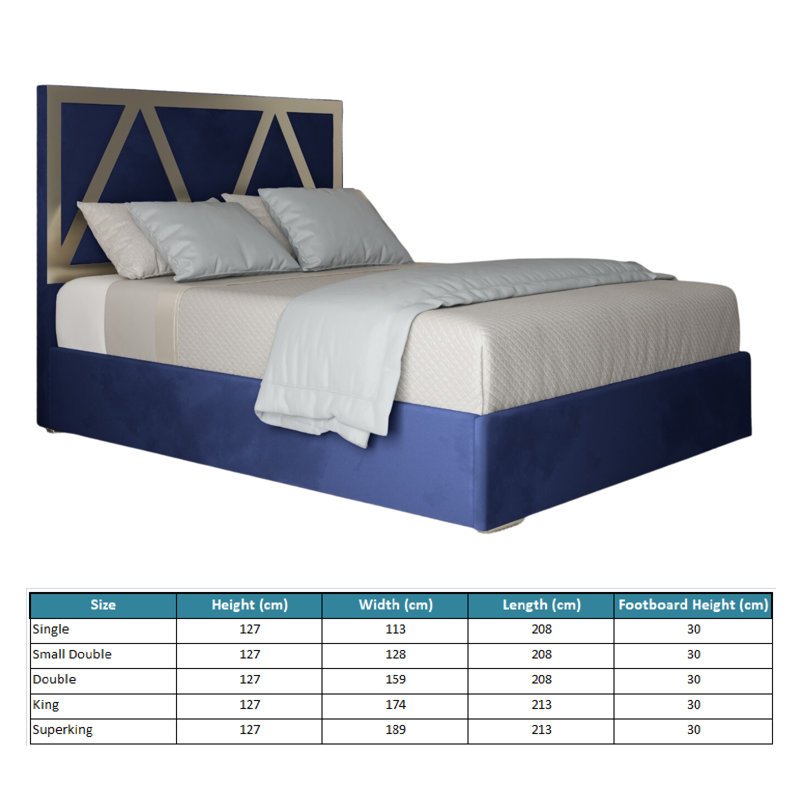 Anasophia Upholstered Bed, Blue, Super King (6')