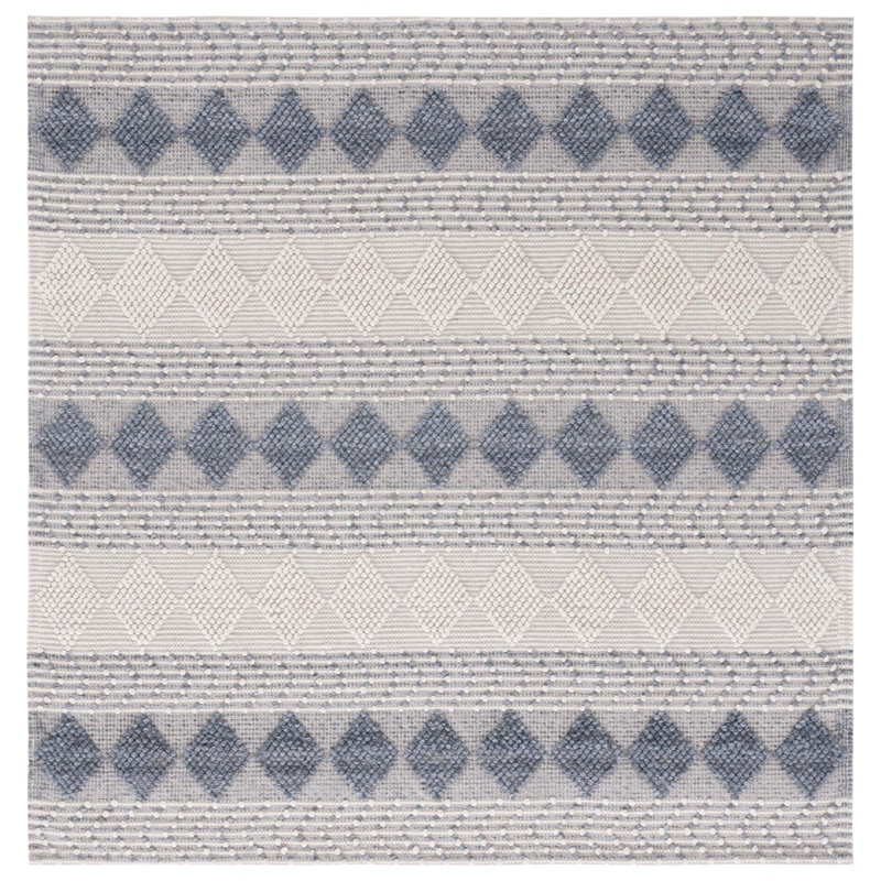 Slatington Hand Loomed Wool/Cotton Southwestern Rug in Ivory/Gray, Square 6'