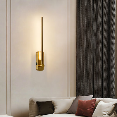 Applique murale 21 po à pile, lampe murale sans fil à DEL dorée avec télécommande, 3 lumières à intensité variable de température de couleur