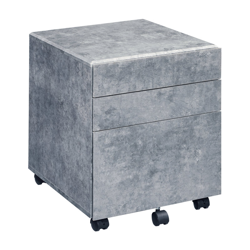 Rotem 16.5'' Wide 3 -Drawer Mobile File Cabinet, Faux Concrete