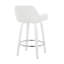 Tabouret de comptoir à hauteur fixe avec pivot en bois blanc et similicuir blanc avec repose-pieds rond chromé - ensemble de 2-796065641-796065643-796065646