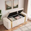Banc ottoman moderne rembourré avec compartiment de rangement dissimulé, couvercle rabattable et bandes décoratives en métal doré-83979102-83979096
