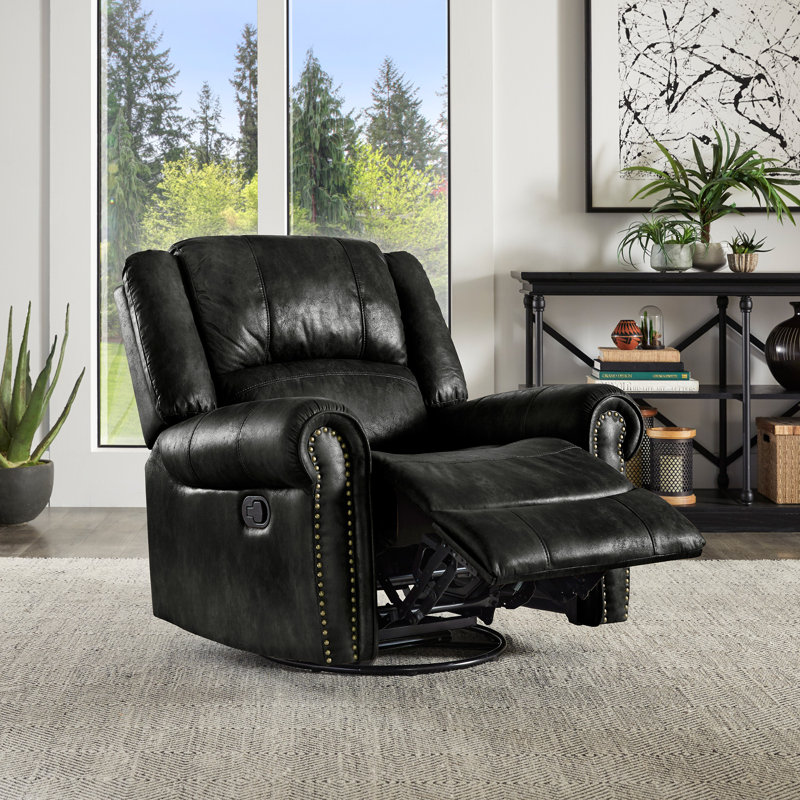 Fauteuil inclinable pivotant en microfibre Doniphan, Noir, noir, noir, noir
