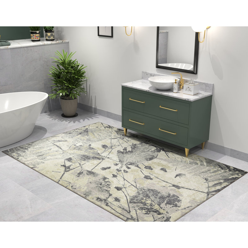 Tapis beige en coton / polyester tissé à la machine Jhace, Rectangle 7 pi 6 po x 9 pi 6 po