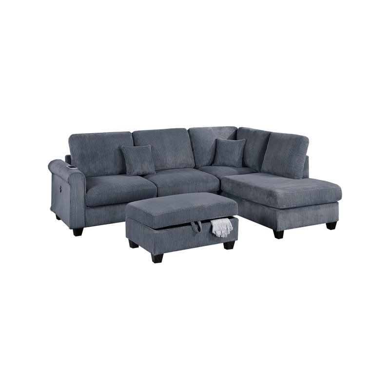 Ensemble de canapé modulaire contemporain gris foncé 3 pièces