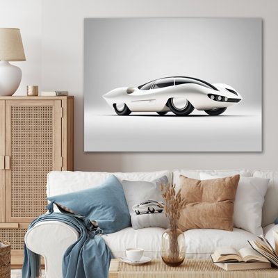 Conception de voiture de sport visionnaire en noir et blanc III - Voiture murale en métal exotique - MT81902