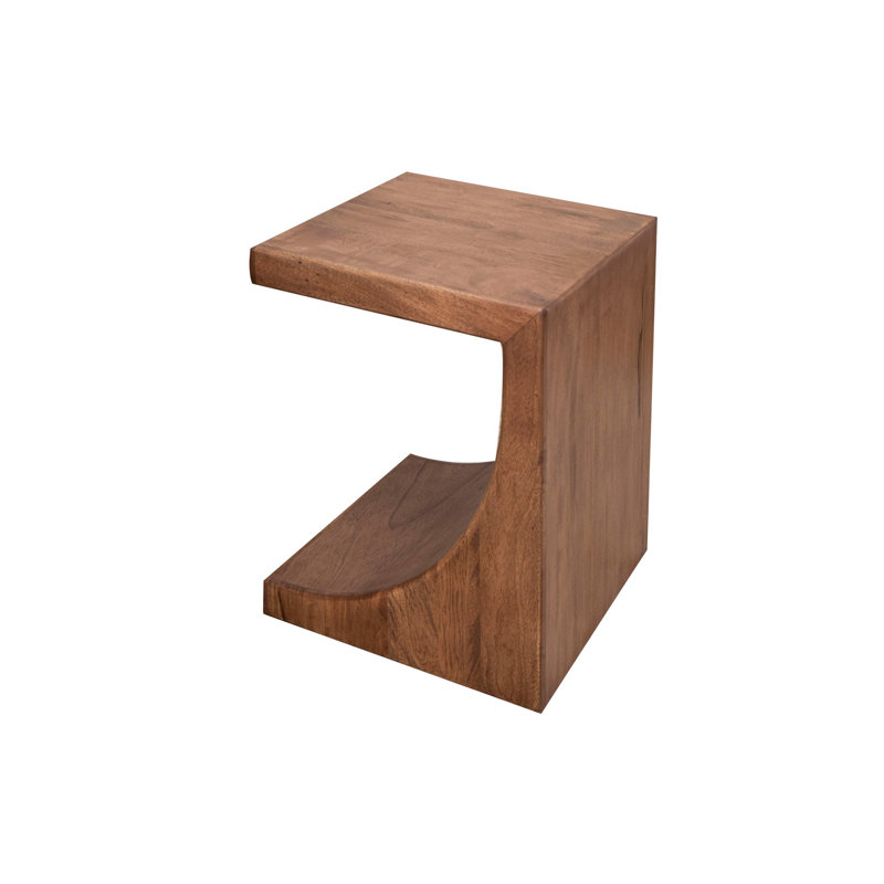 Table d'appoint Okai, plateau de table, bois de manguier brun massif de style C, H 24,25 po x l 19,75 po x P 19 po