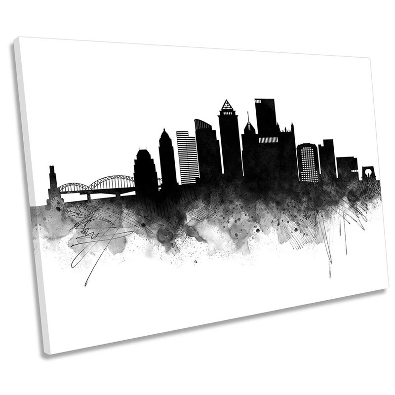Pittsburgh Abstract City Skyline - Wrapped Canvas Print, 30.5cm H x 45.7cm W x 2cm D