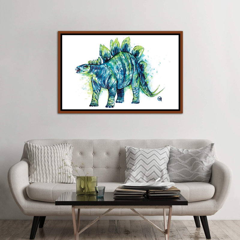 «Spike Tail the Stegosaurus» par Lisa Whitehouse - impression d'art graphique, Toile avec cadre en bois classique