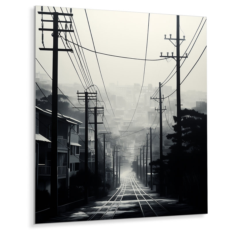«Silver Streaks Power Lines Fog I» sur, H 20 po x l 12 po x P 1 po