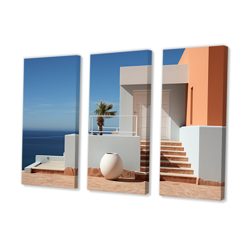 «Coastal Dream White House Retreat II» - ensemble d'impression d'art mural côtier, H 32 po x l 48 po x P 1 po