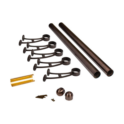 Outwater 2" Diameter X 16 Feet Long Solid Brass Bar Mount Foot Rail Kit – Oil Rubbed Bronze Finish With Domed End Caps