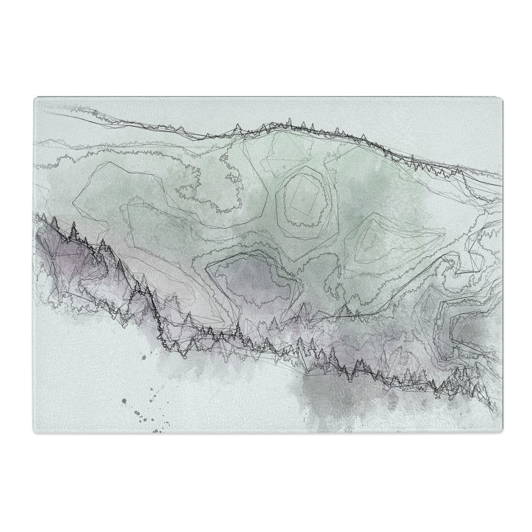 Tempered Glass Foggy Forest Sketch Chopping Board