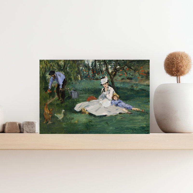 The Monet Family In Their Garden At Argenteuil, 1874 Abstract Contemporary Landscape Portrait Wall Art Print