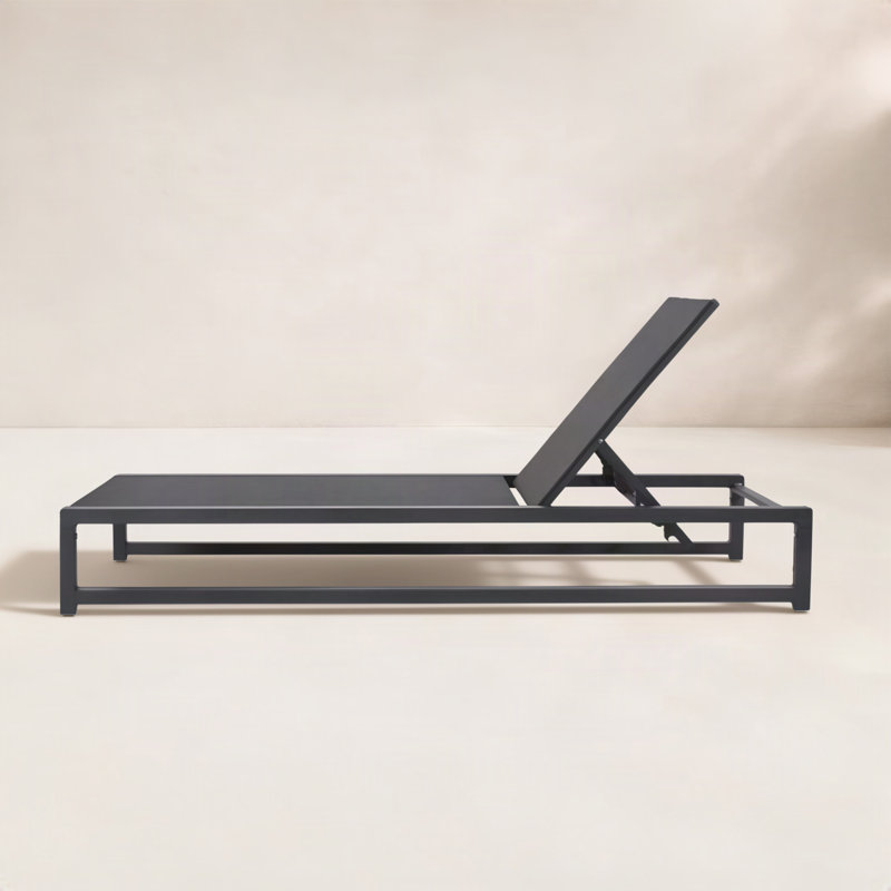 Lindenberg Outdoor Metal Chaise Lounge, Black