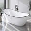 Baignoire de trempage autoportante en acrylique double 59 po, baignoire profonde ovale blanc brillant avec rebord noir, drain central et conception incurvée ergonomique pour salle de bain moderne