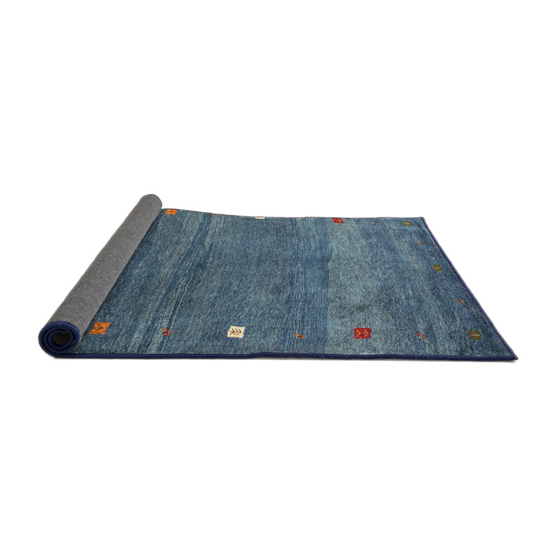 Tapis abstrait bleu, Rond 4 pi