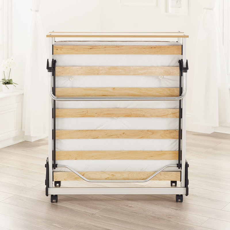 Jay-Be J-Bed Folding Guest Bed with Wooden Headboard & e-Pocket Mattress, Small Double (4')