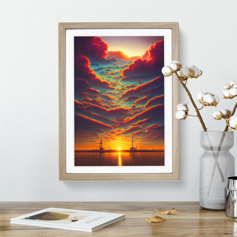 Sunset Over The Ships - Print, 46cm H x 34cm W x 2cm D, No Matte, Paper