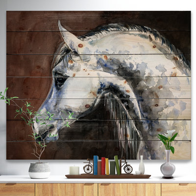 «Gray Arabian Horse», reproduction sur bois non encadrée