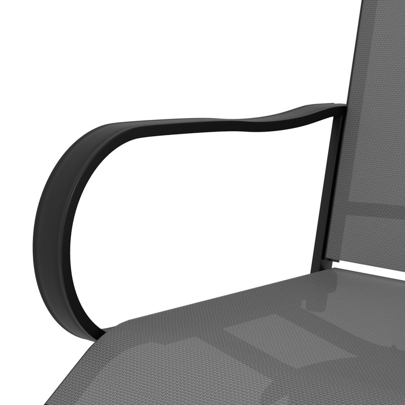 Tabourets de bar d'extérieur avec pivot à 360 degrés, tissu à mailles élevées, structure en acier pour le patio, balcon, bord de piscine, 2 tabourets de jardin pivotants gris, 2 chaises grises