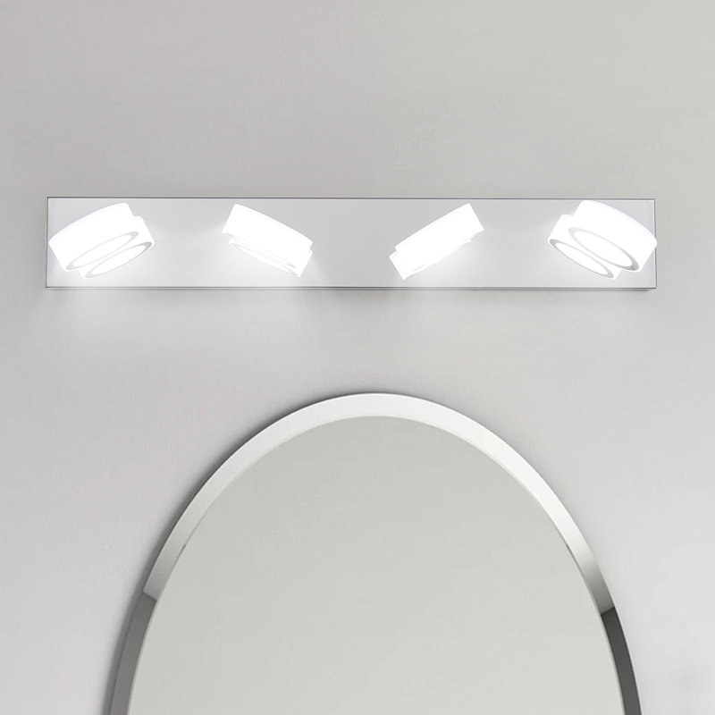 Éclairage pour meuble-lavabo à DEL 4 lumières à intensité variable, barre de salle de bain chromée pour salle de bain, miroir de meuble-lavabo et salon