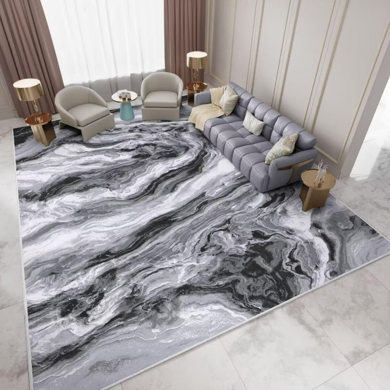 Washable Area Rug - Artistic Style Modern Rug For Living Room Bedroom Dining Room, Soft Low Pile Machine Washable Carpet, Non Slip Non Shedding Area Rug