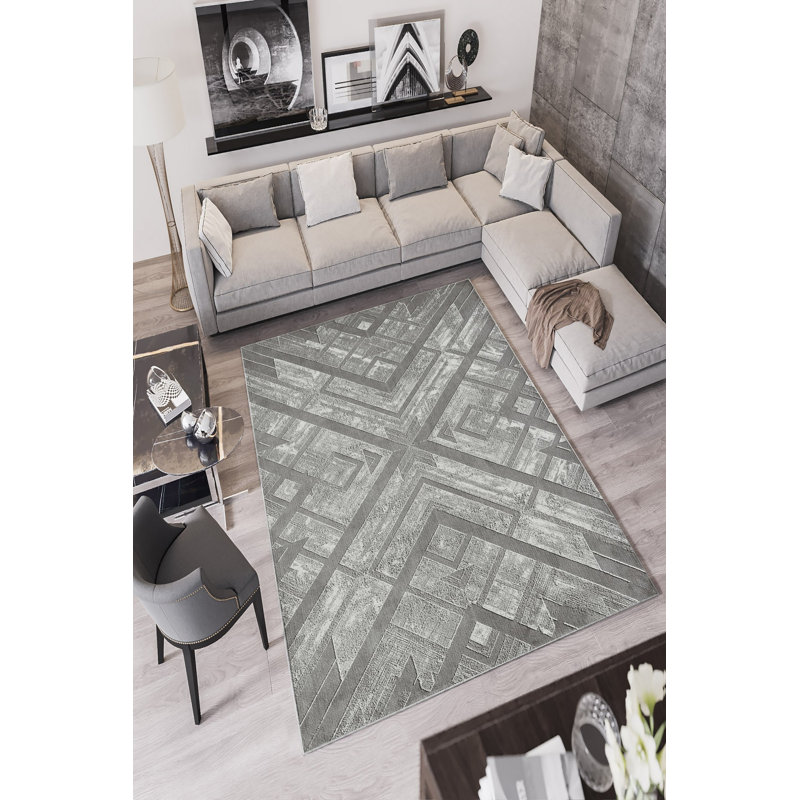 Eco-Friendly Non-Slip Area Rug, 4.6 x 7.2 Feet | 100% Polyester, Antibacterial, Machine Washable | 650 g/m², 0.16 in Pile Height, Digital Print | Perfect for Living Room, Bedroom, and High-Traffic Areas