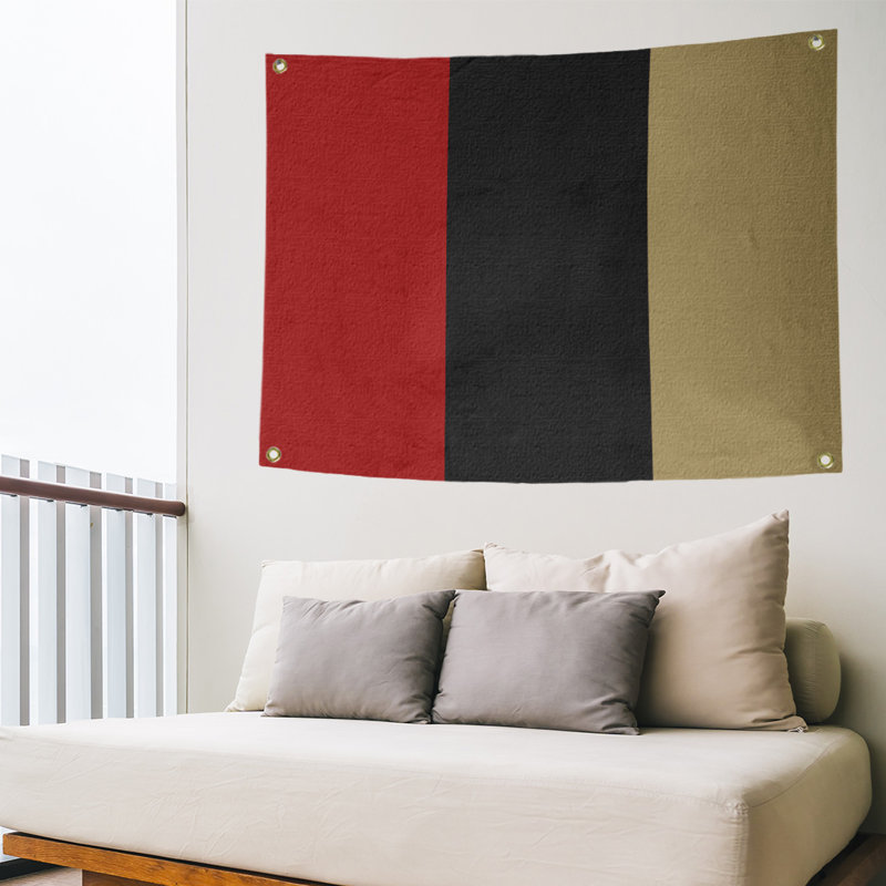 Tapisserie de polyester san francisco, H 26 po x l 36 po, Rouge/noir/or