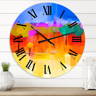 Autumn Coloured Forest Treescape XXI - Modern Wall Clock