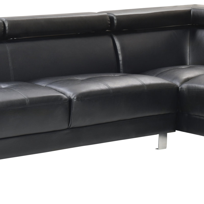 Canapé modulaire longue durée (sans repose-pieds), Similicuir noir