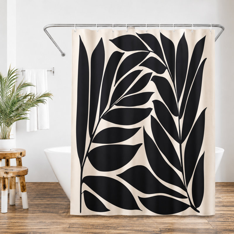 Rideau de douche Botanical Black Seagrass par Modern Tropical