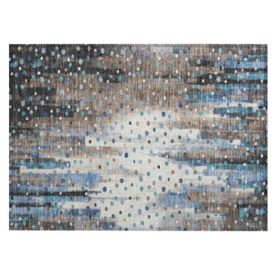 Machine Washable Indoor/Outdoor Husby ACN2213 Geometric Rug