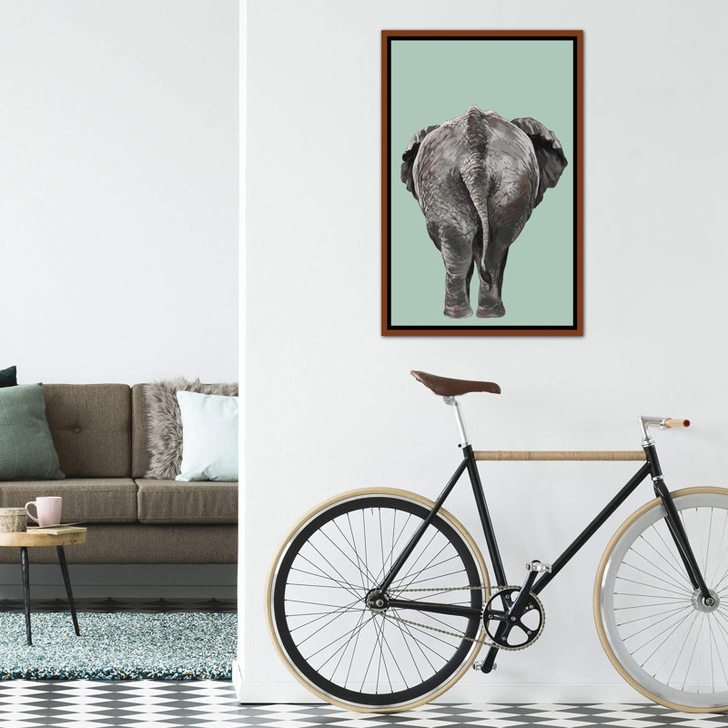 Art de bout éléphant, H 40 po x l 26 po x P 1,5 po, Toile avec cadre en bois classique