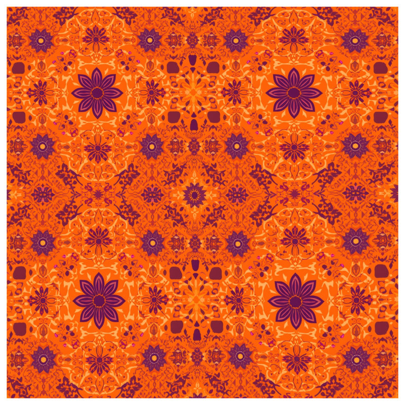 Édredon orange à motif mandala, Lit simple
