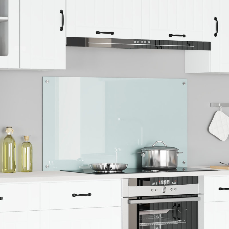 Kitchen Backsplash Tempered Glass, White, 60 x 110 cm