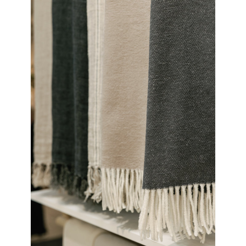 Billie Hand Woven Throw Blanket, Charcoal 