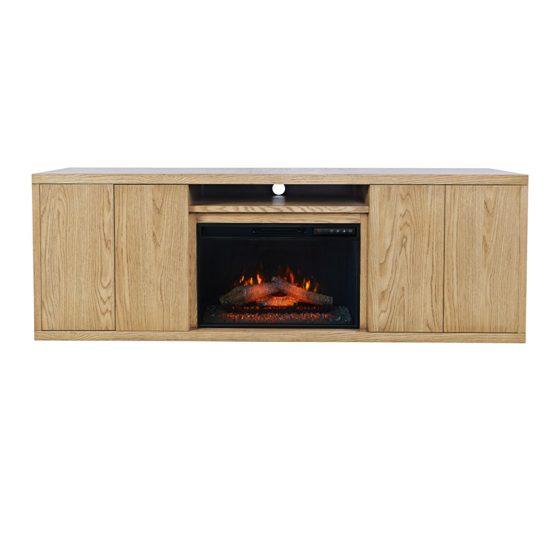 Meuble télé avec foyer DEL 78 po Laurel Creek, Bois naturel