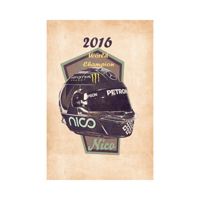 Nico Rosberg's Helmet Retro - Wrapped Canvas Painting